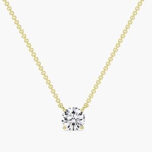 Plum Diamonds Solitaire Pendant .50ct with Gold Chain
